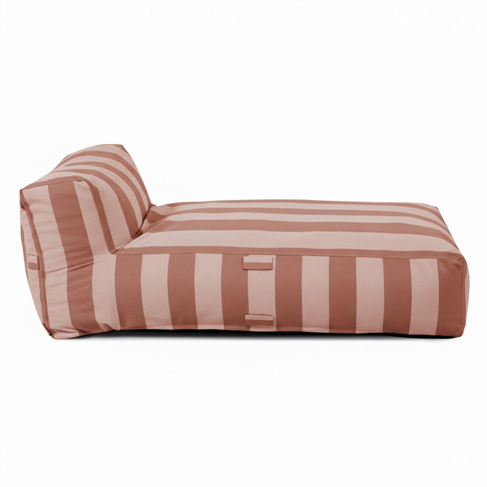 Modulare Gartenmöbel für 2 Personen bestehend aus 2 gestreiften Chaiselongues 