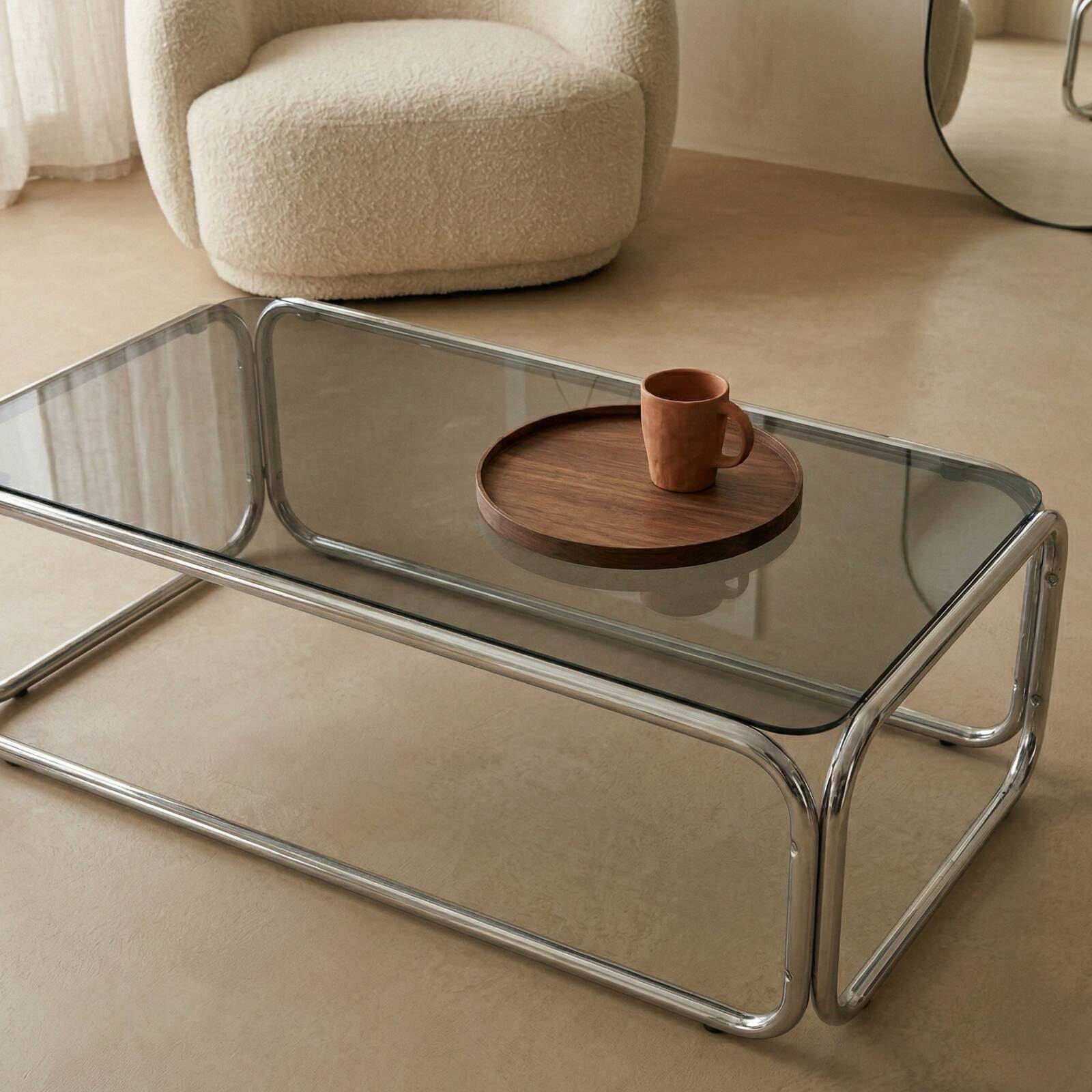 Couchtisch rechteckig, aus gehärtetem Glas, 110x50 cm