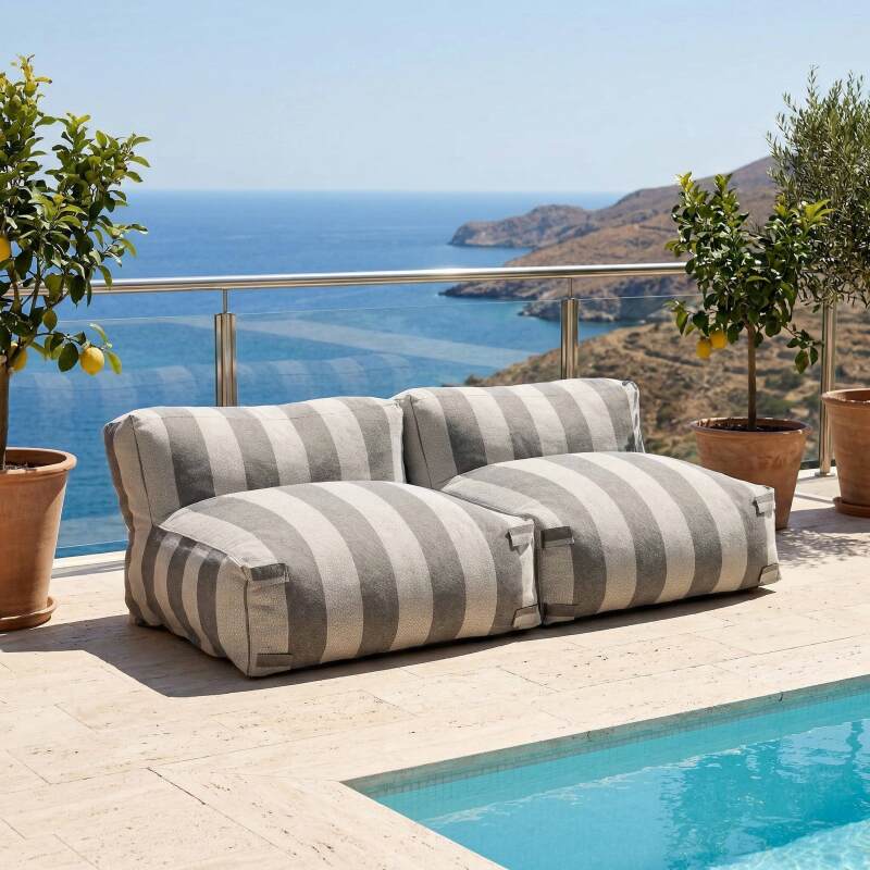 Modulare Gartenmöbel für 2 Personen bestehend aus 2 gestreiften Sesseln  - Lifestyle