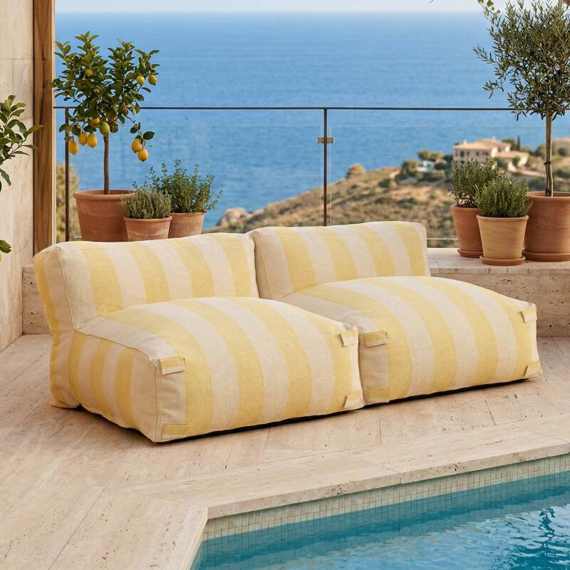 Modulare Gartenmöbel für 2 Personen bestehend aus 2 gestreiften Sesseln  - Lifestyle