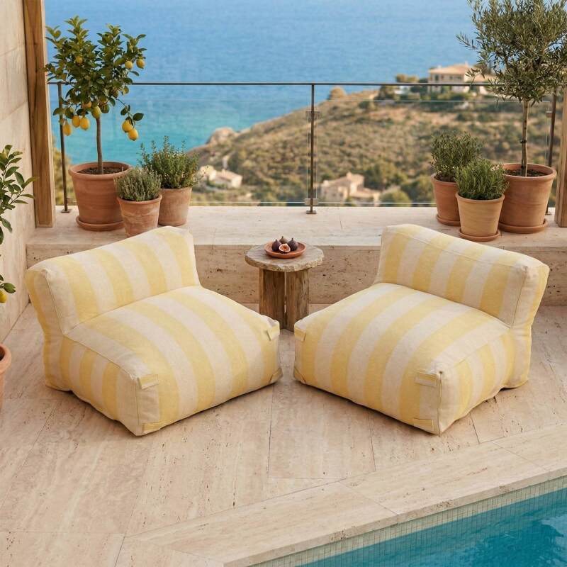Modulare Gartenmöbel für 2 Personen bestehend aus 2 gestreiften Sesseln  (2/7)