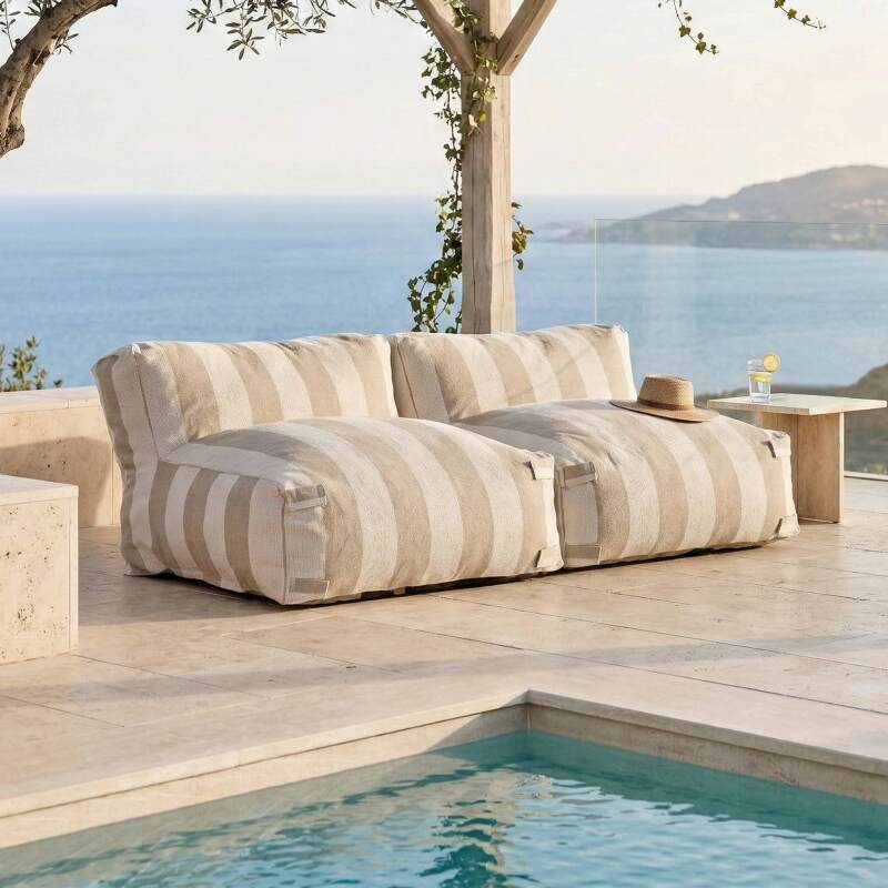Modulare Gartenmöbel für 2 Personen bestehend aus 2 gestreiften Sesseln  - Lifestyle