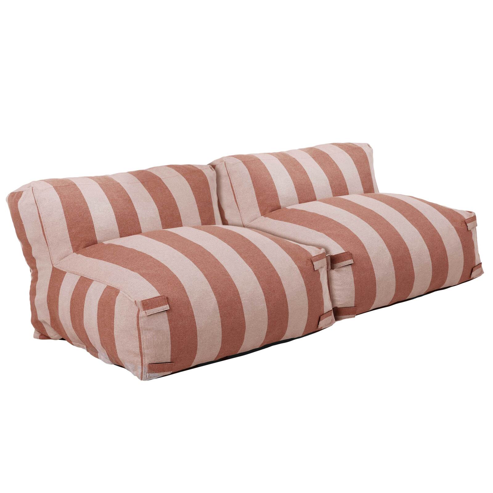 Modulare Gartenmöbel für 2 Personen bestehend aus 2 gestreiften Sesseln 