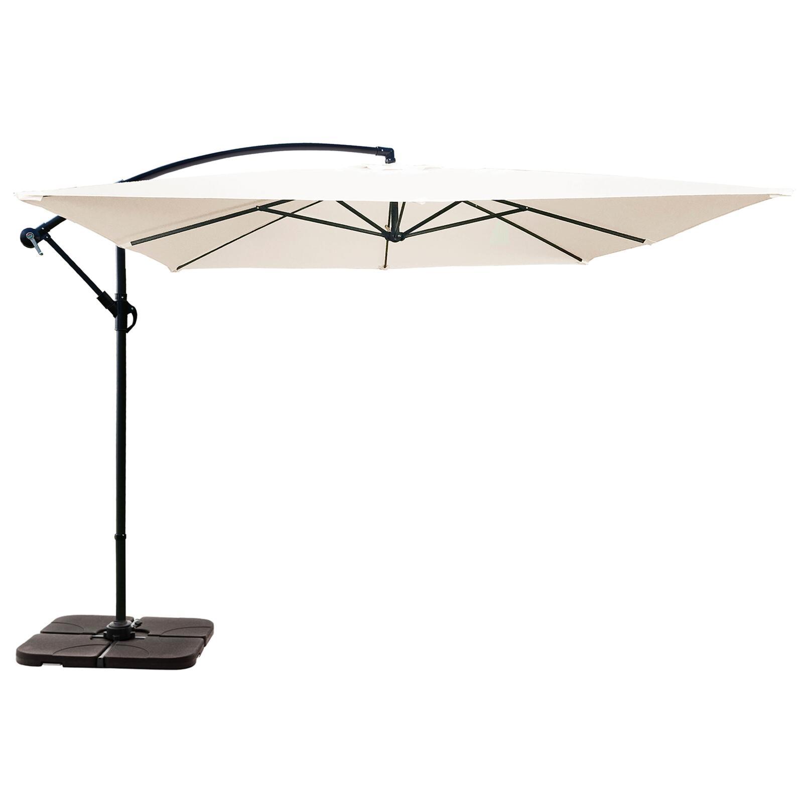 Ampelschirm 3x3 m quadratisch und 4 befüllbare Ballastplatten