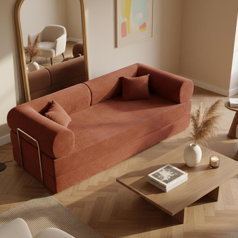 Schlafsofa 2-Sitzer aus Stoff mit modularen Kissen (2/7)