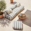 Modulare Gartenmöbel, gestreift für 4 Personen bestehend aus 3 Sesseln und 1 Sitzsack