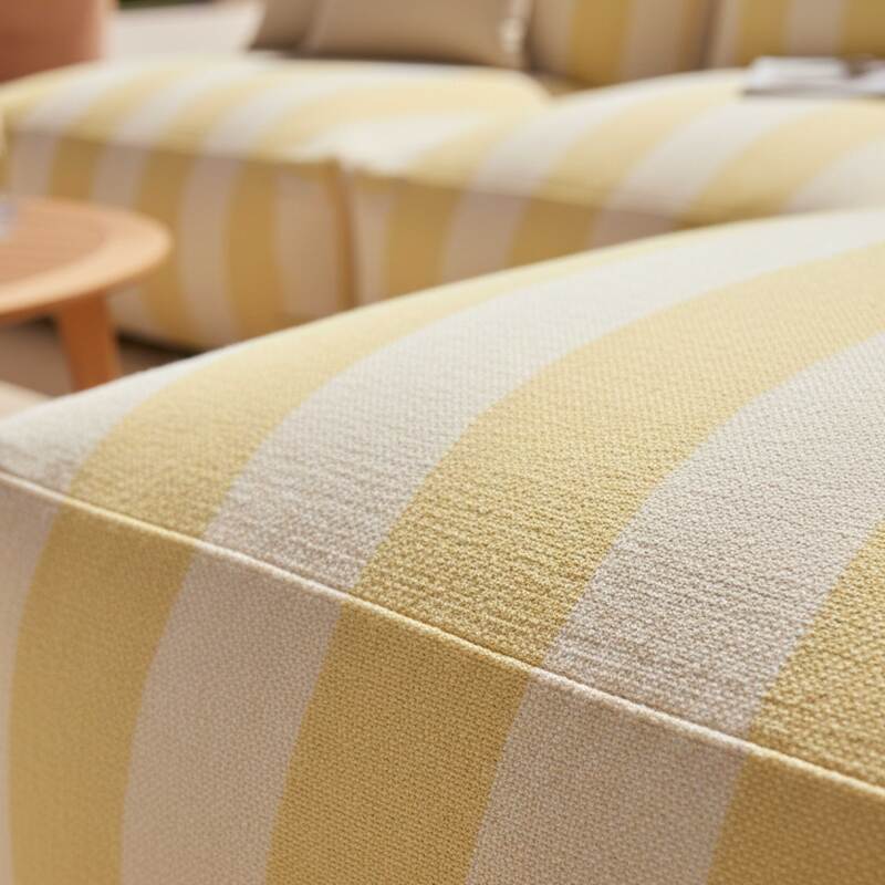 Modulare Gartenmöbel, gestreift für 4 Personen bestehend aus 3 Sesseln und 1 Sitzsack (3/6)