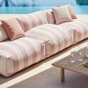 Modulare Gartenmöbel, gestreift für 4 Personen bestehend aus 3 Sesseln und 1 Sitzsack