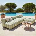 Modulare Gartenmöbel, gestreift für 4 Personen bestehend aus 3 Sesseln und 1 Sitzsack