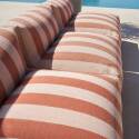 Modulare Gartenmöbel, gestreift für 4 Personen bestehend aus 3 Sesseln und 1 Sitzsack