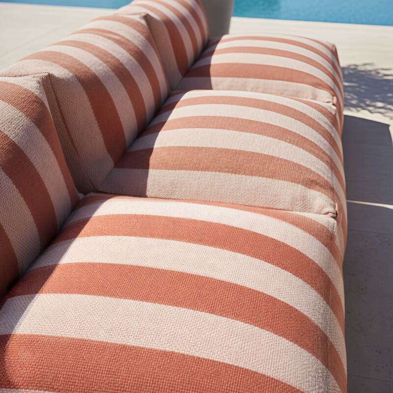 Modulare Gartenmöbel, gestreift für 4 Personen bestehend aus 3 Sesseln und 1 Sitzsack (3/6)