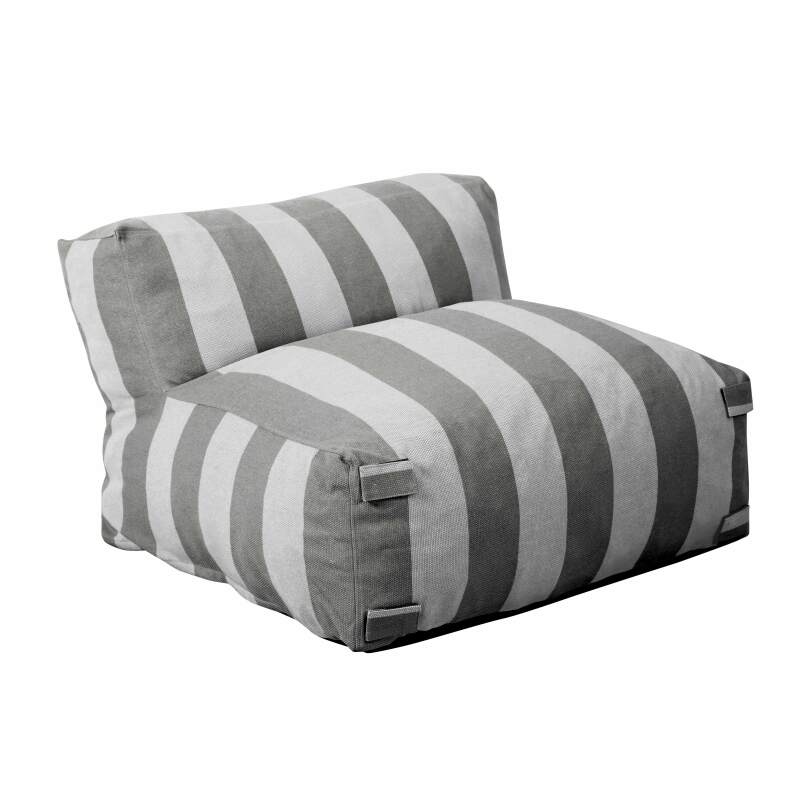 Modulare Gartenmöbel, gestreift für 4 Personen bestehend aus 3 Sesseln und 1 Sitzsack (4/6)