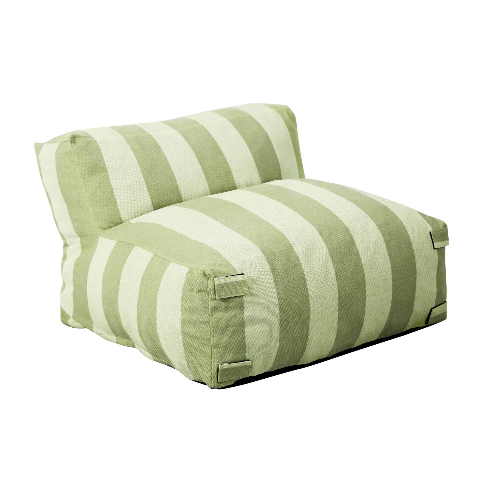 Modulare Gartenmöbel, gestreift für 4 Personen bestehend aus 3 Sesseln und 1 Sitzsack