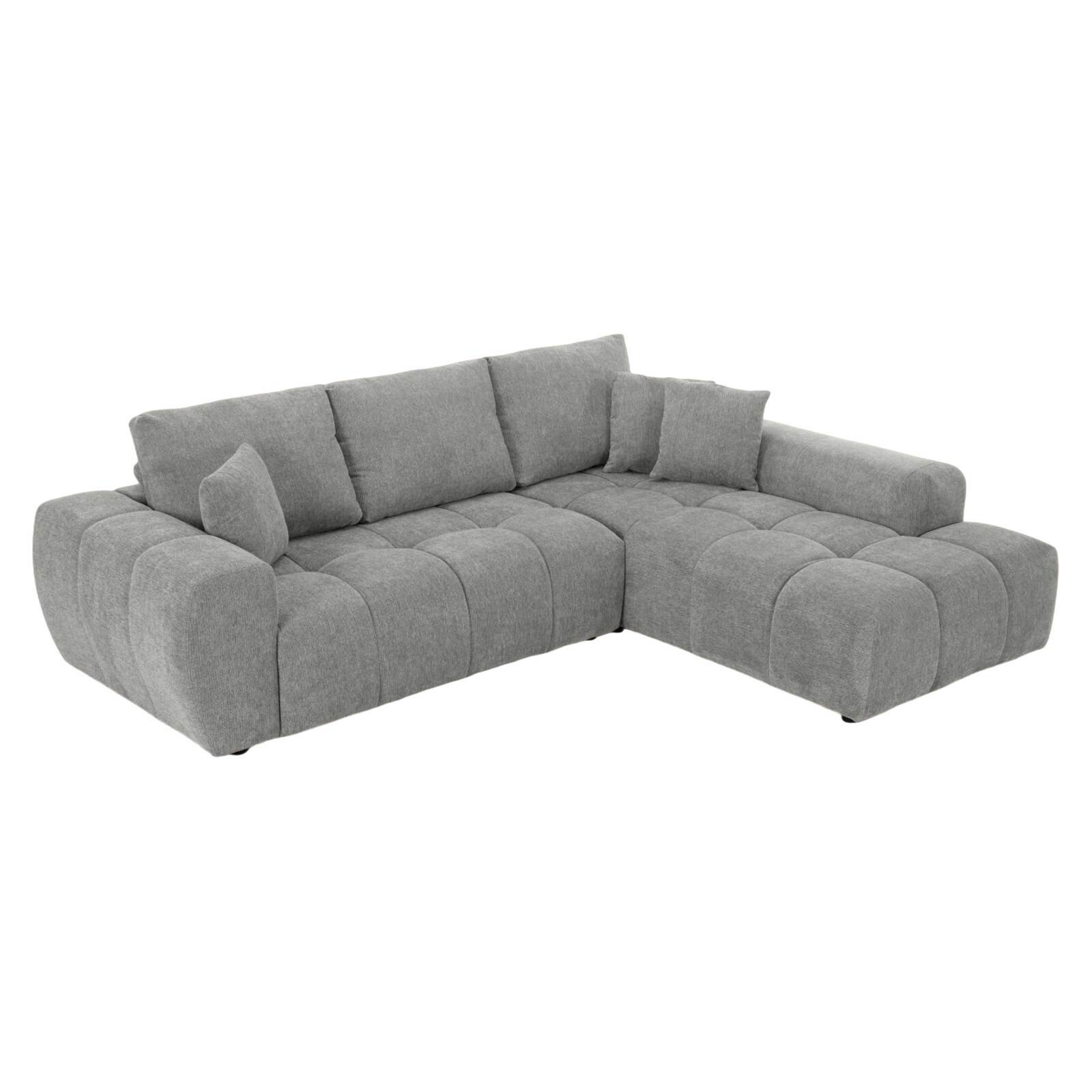 Ecksofa 3-Sitzer aus Stoff mit Chaiselongue rechts und Kissen