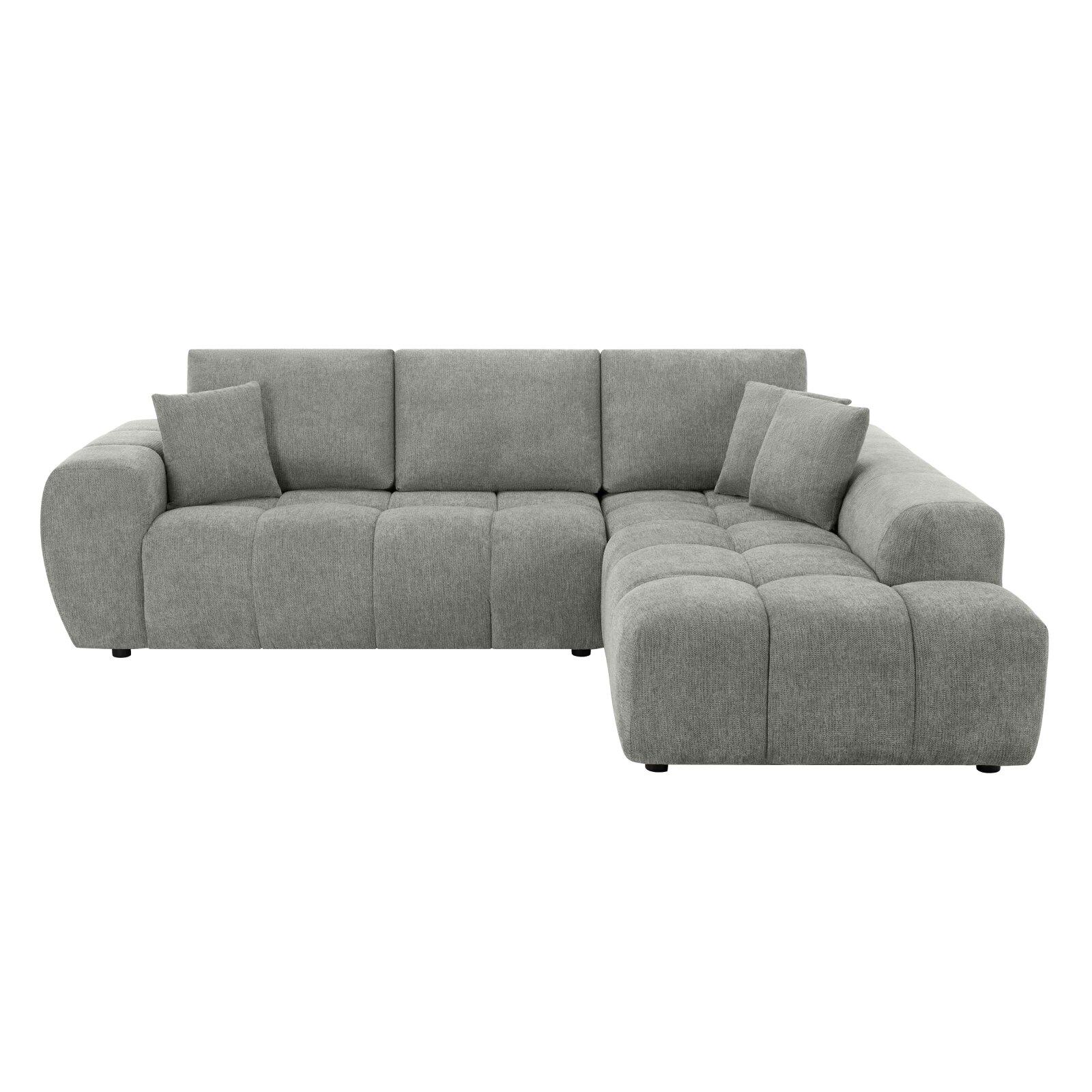 Ecksofa 3-Sitzer aus Stoff mit Chaiselongue rechts und Kissen