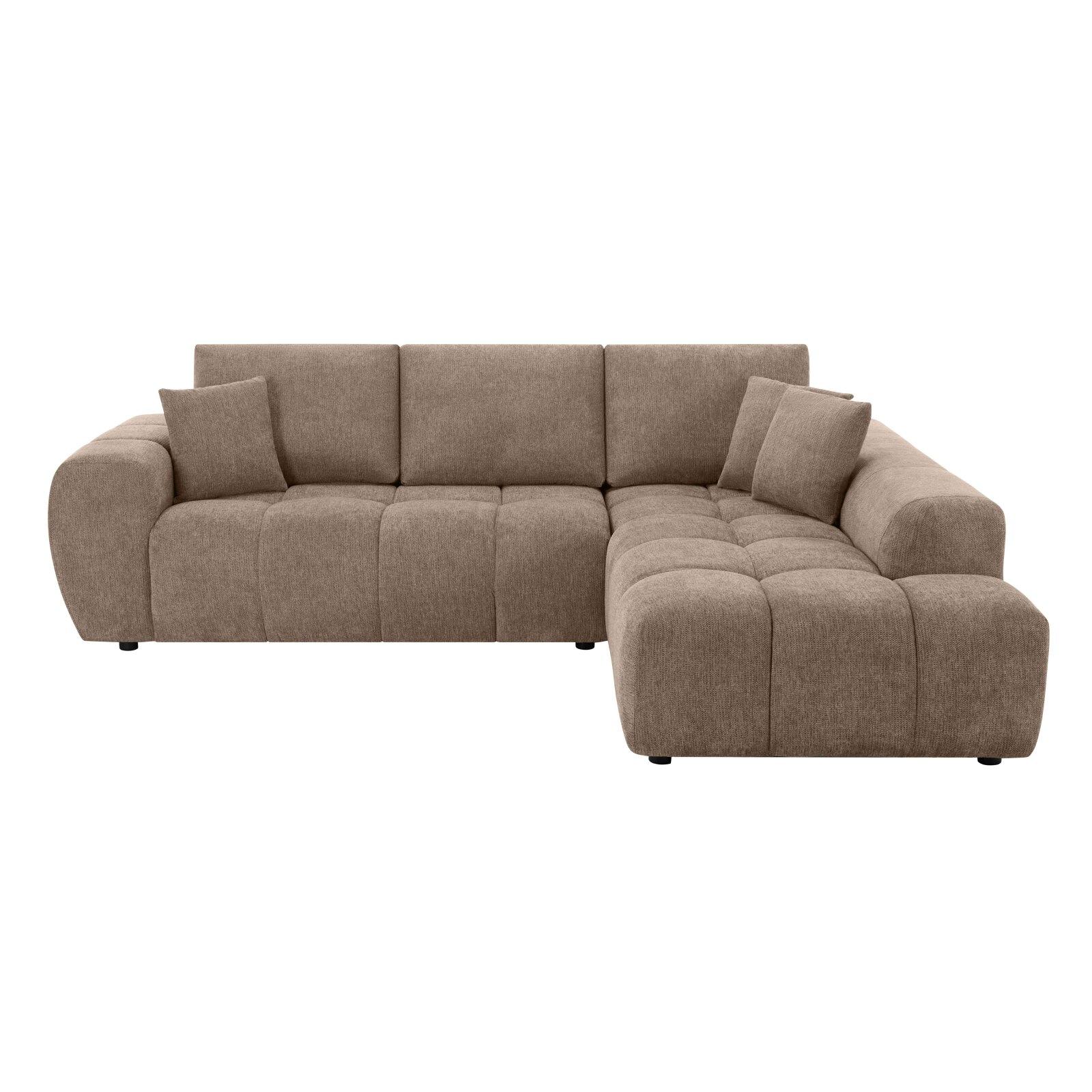 Ecksofa 3-Sitzer aus Stoff mit Chaiselongue rechts und Kissen