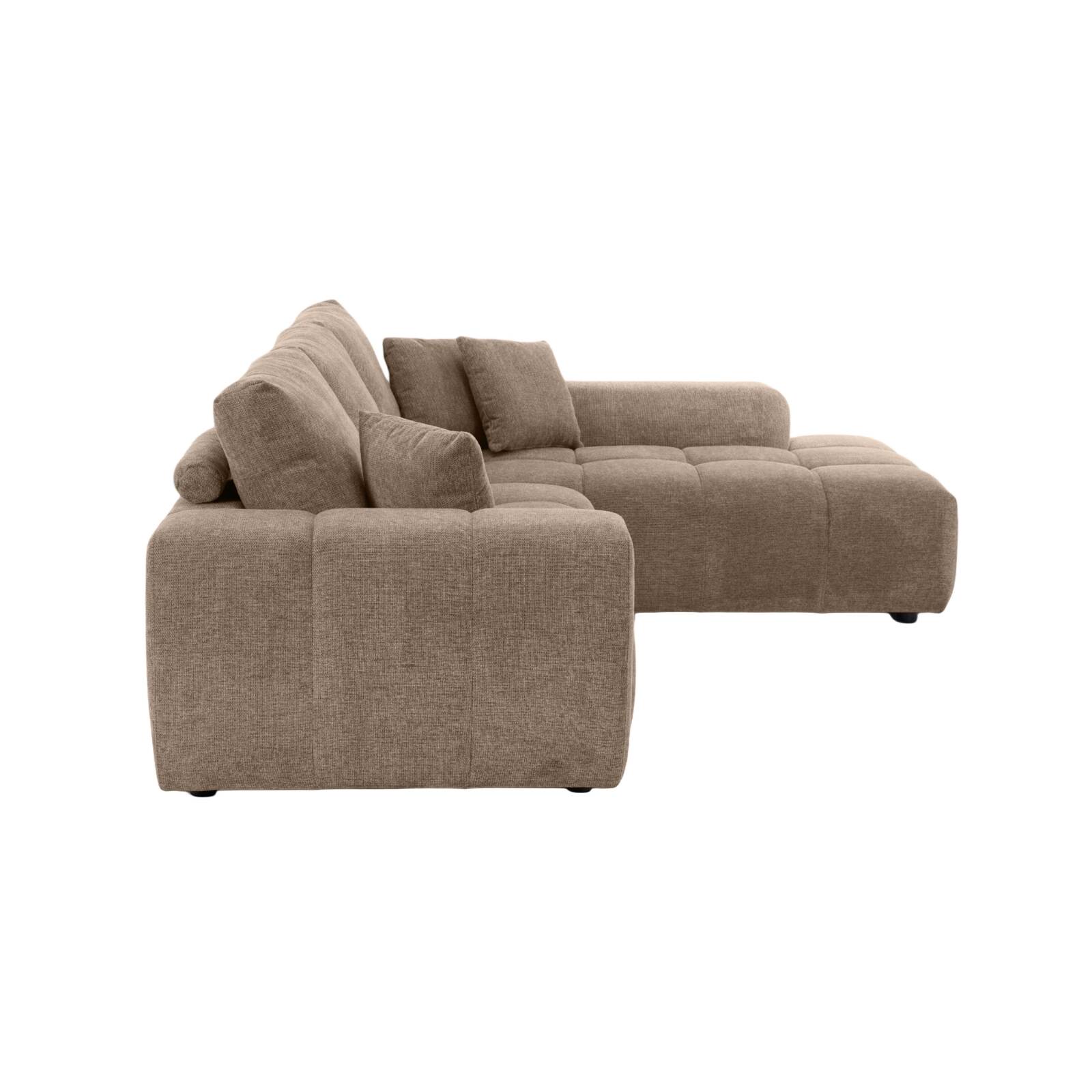 Ecksofa 3-Sitzer aus Stoff mit Chaiselongue rechts und Kissen