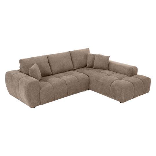 Ecksofa 3-Sitzer aus Stoff mit Chaiselongue rechts und Kissen | Oviala