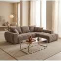 Ecksofa 3-Sitzer aus Stoff mit Chaiselongue rechts und Kissen