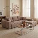 Ecksofa 3-Sitzer aus Stoff mit Chaiselongue rechts und Kissen