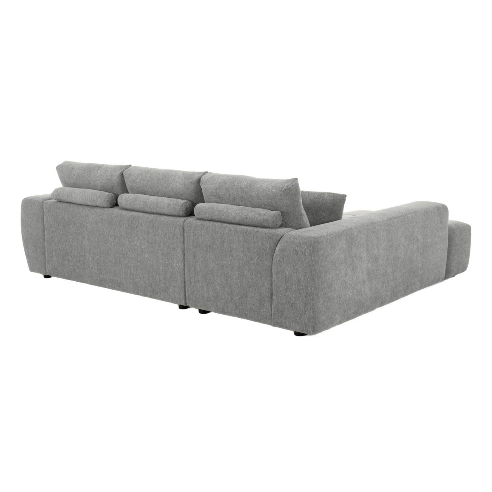 Ecksofa 3-Sitzer aus Stoff mit Chaiselongue links und Kissen