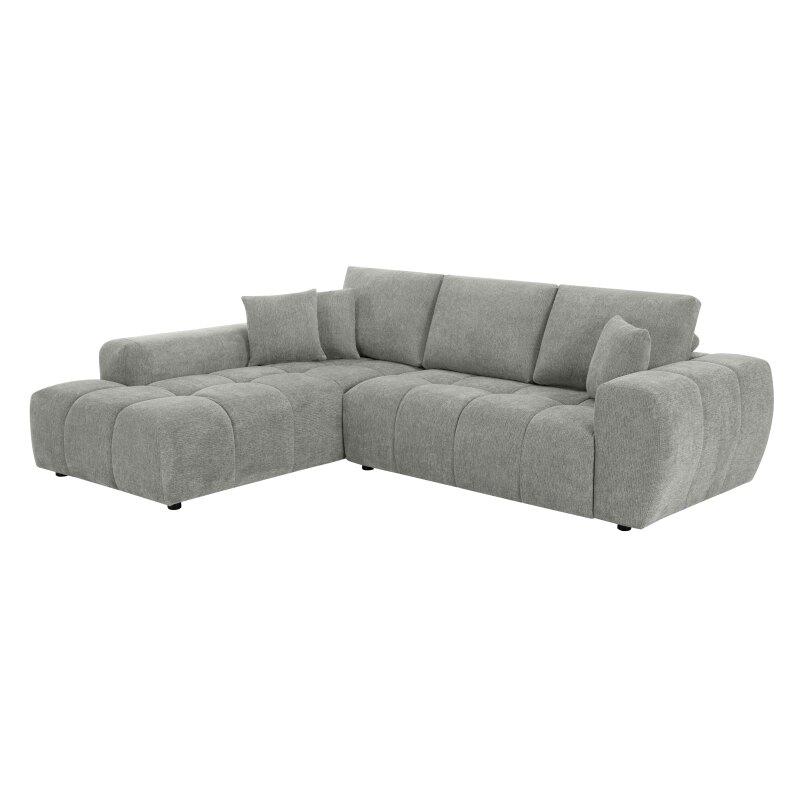 Ecksofa 3-Sitzer aus Stoff mit Chaiselongue links und Kissen