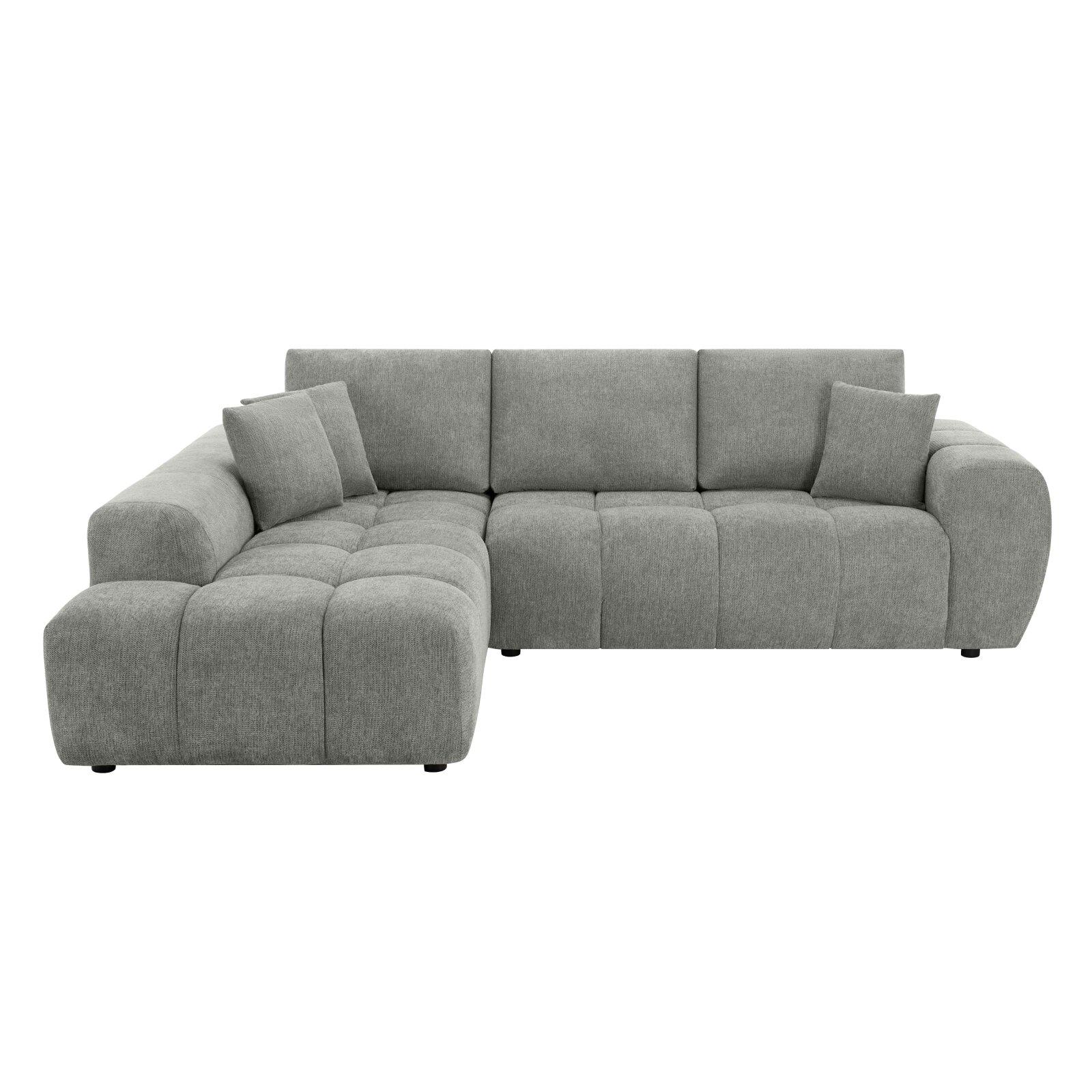Ecksofa 3-Sitzer aus Stoff mit Chaiselongue links und Kissen