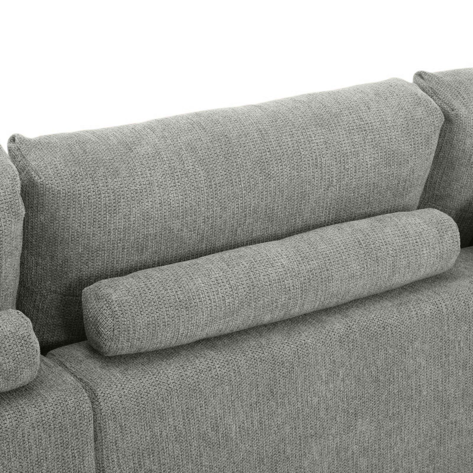 Ecksofa 3-Sitzer aus Stoff mit Chaiselongue links und Kissen