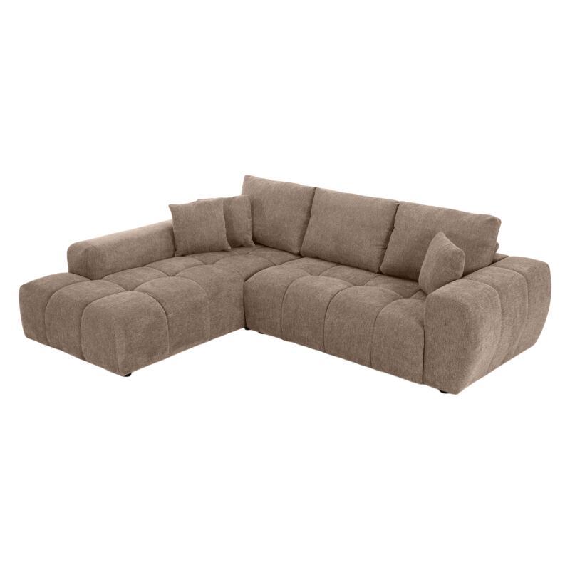 Ecksofa 3-Sitzer aus Stoff mit Chaiselongue links und Kissen