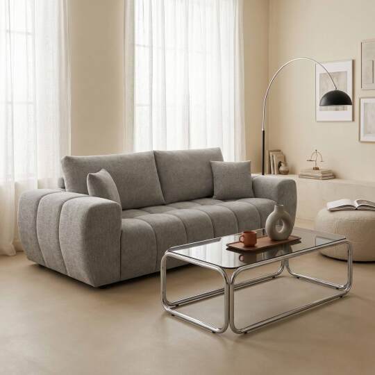 Sofa 3-Sitzer aus Stoff mit Kissen | Oviala