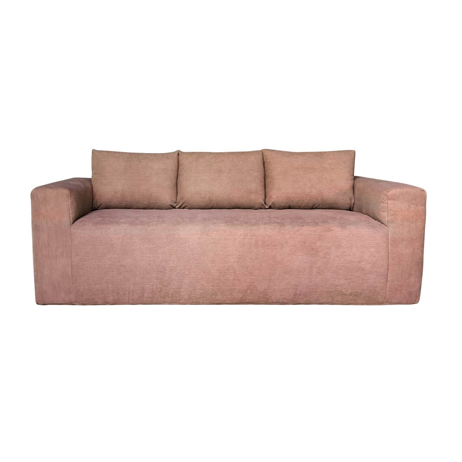 Sofa 3-Sitzer aus geripptem Stoff mit Kissen