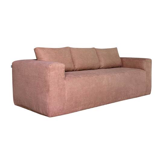 Sofa 3-Sitzer aus geripptem Stoff mit Kissen | Oviala