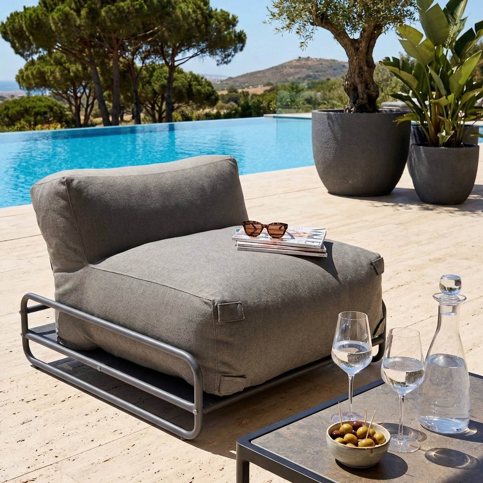 Sessel für modulare Outdoor-Sofa mit Gestell