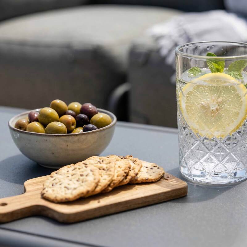 Garten Couchtisch rechteckig aus Metall 85x40x30 cm (3/7)