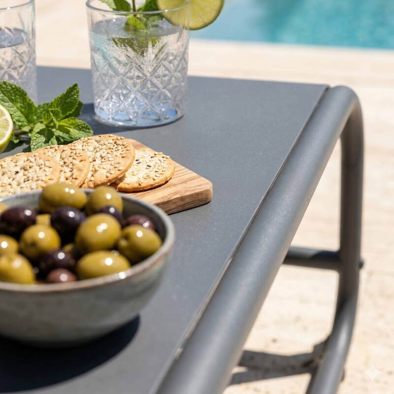 Garten Couchtisch rechteckig aus Metall 85x40x30 cm (2/7)