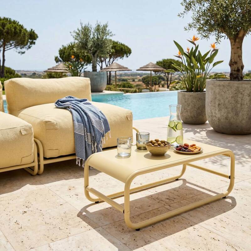 Garten Couchtisch rechteckig aus Metall 85x40x30 cm