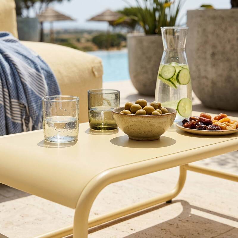 Garten Couchtisch rechteckig aus Metall 85x40x30 cm (3/7)