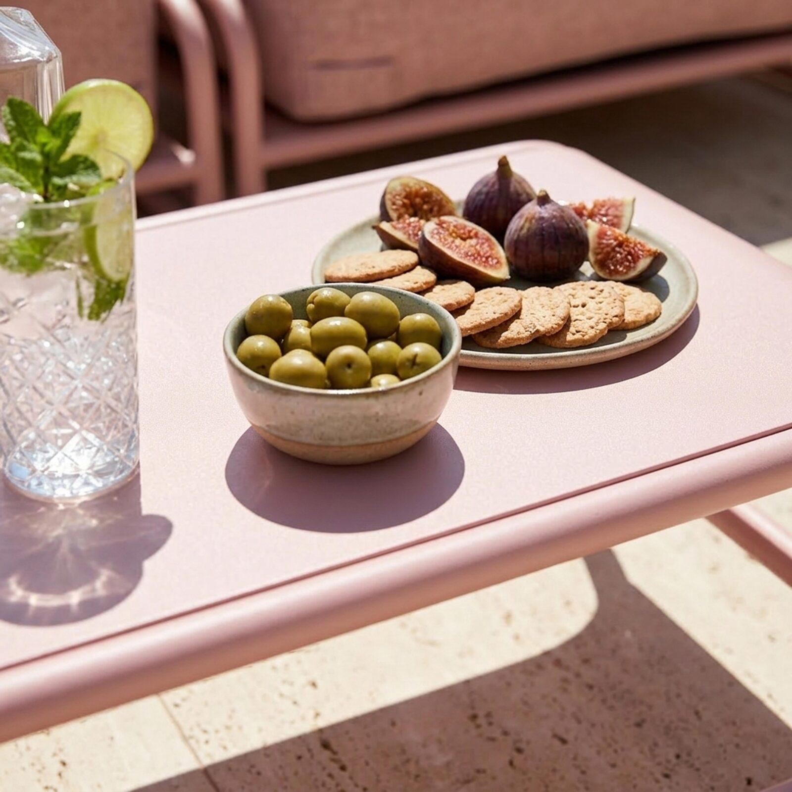 Garten Couchtisch rechteckig aus Metall 85x40x30 cm