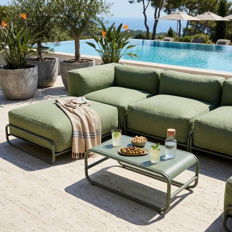 Garten Couchtisch rechteckig aus Metall 85x40x30 cm