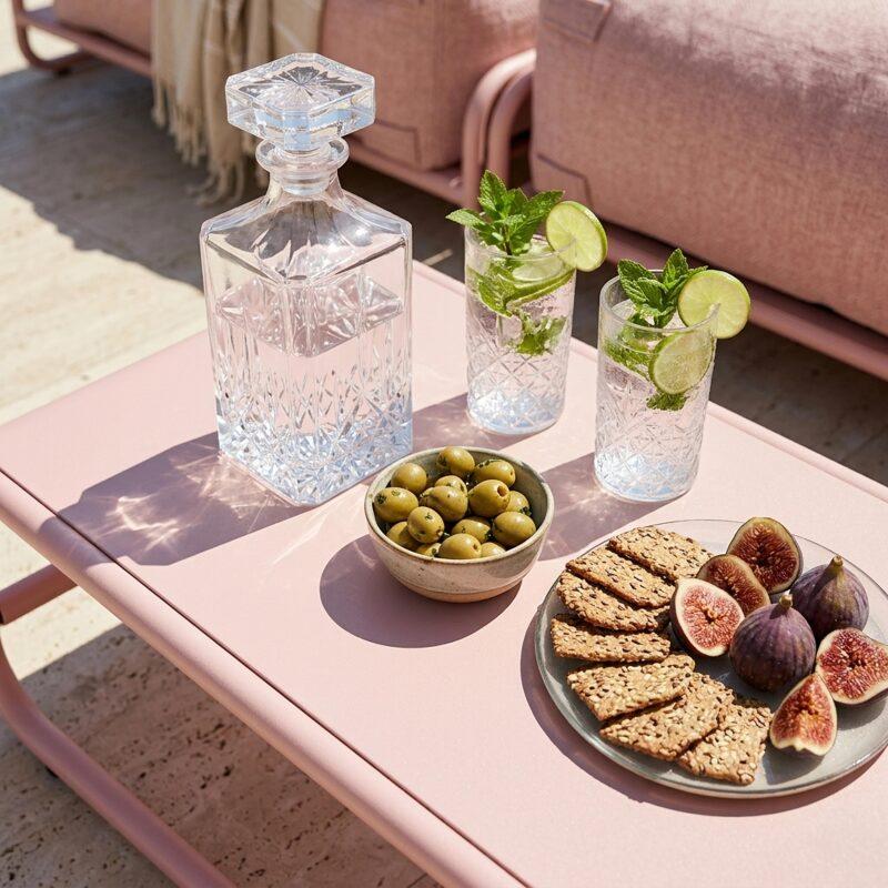 Garten Couchtisch rechteckig aus Metall 85x40x30 cm (3/7)