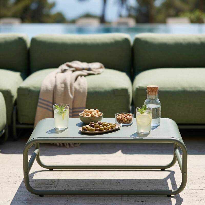 Garten Couchtisch rechteckig aus Metall 85x40x30 cm (2/7)