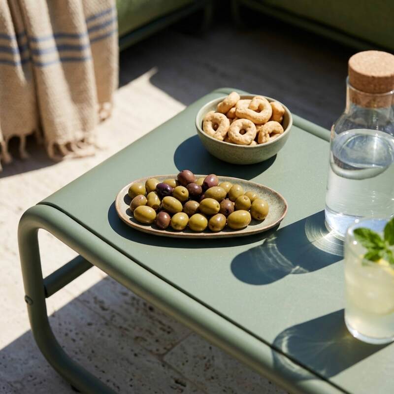 Garten Couchtisch rechteckig aus Metall 85x40x30 cm (3/7)