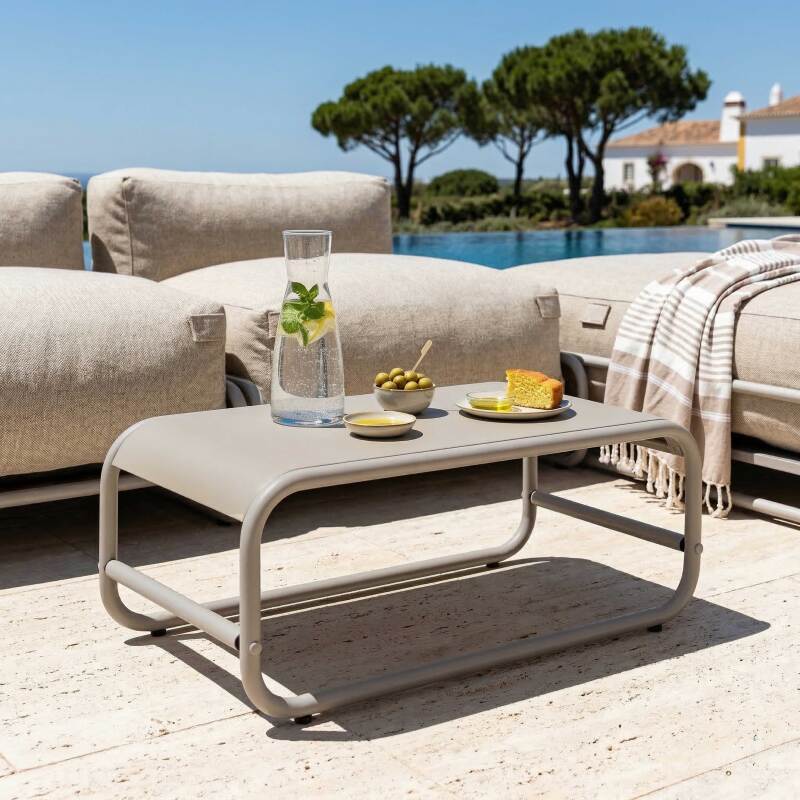 Garten Couchtisch rechteckig aus Metall 85x40x30 cm