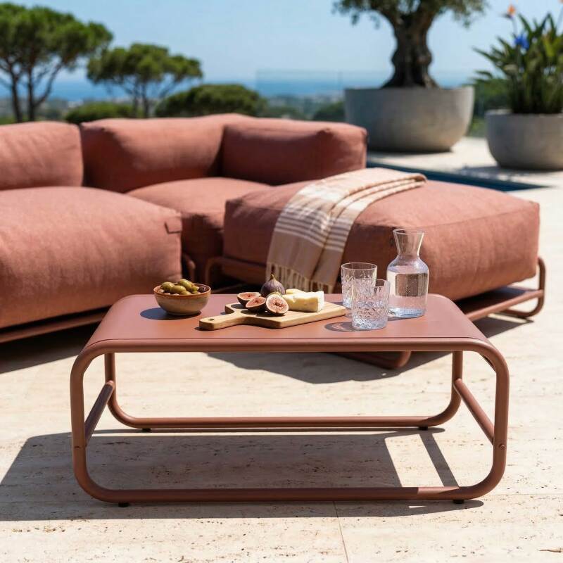 Garten Couchtisch rechteckig aus Metall 85x40x30 cm (2/7)