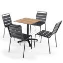 Gartentisch Quadratisch aus Aluminium schwarz und HPL, 4 Personen, 70x70 cm