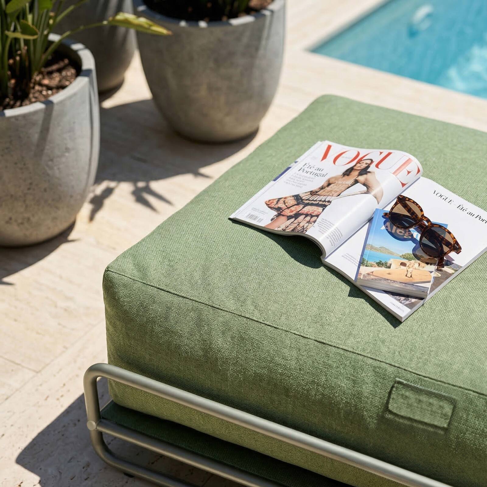 Chaiselongue für modulare Gartenmöbel mit Gestell