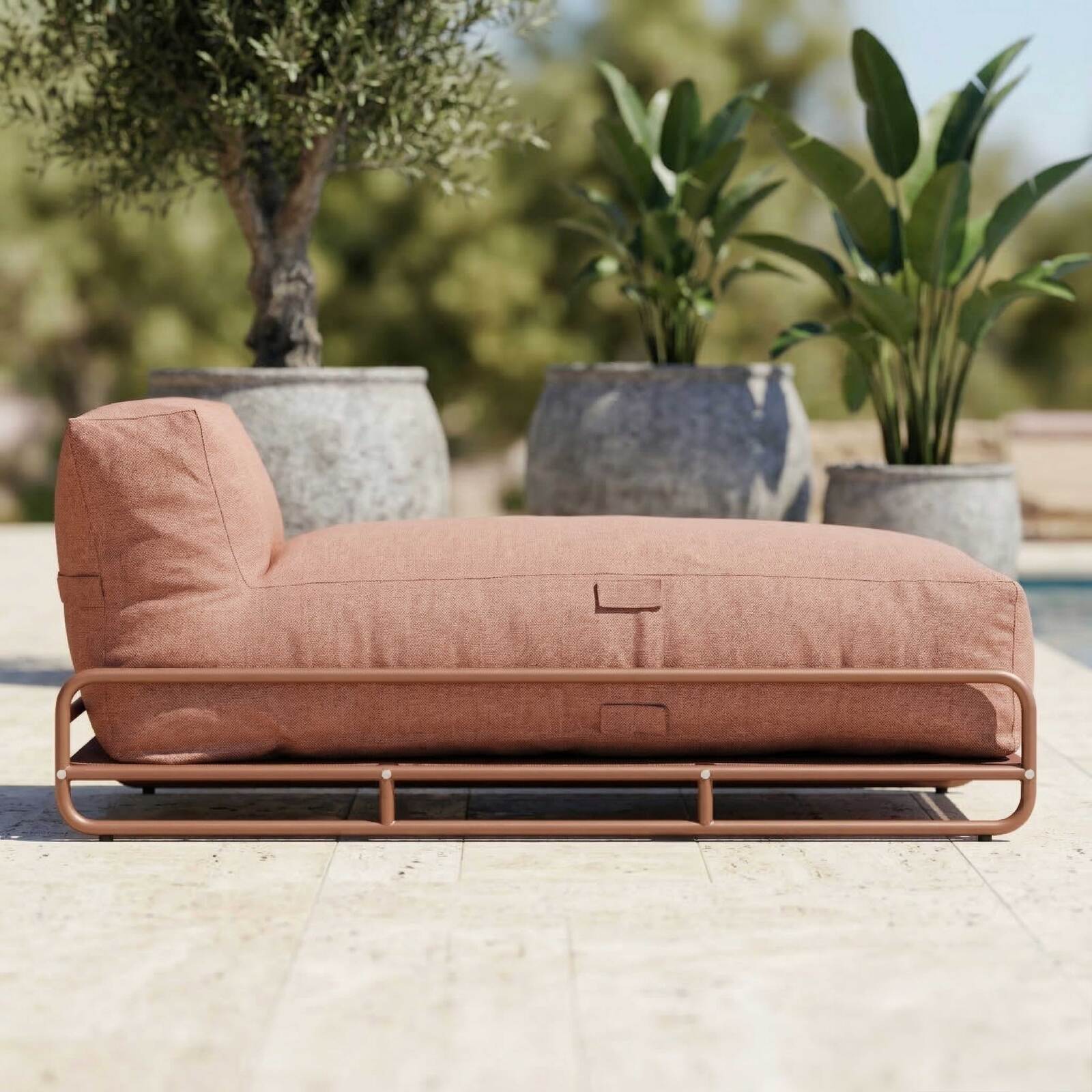 Chaiselongue für modulare Gartenmöbel mit Gestell
