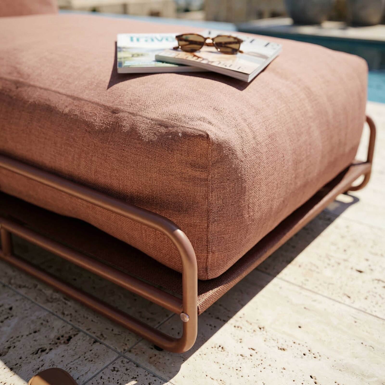 Chaiselongue für modulare Gartenmöbel mit Gestell