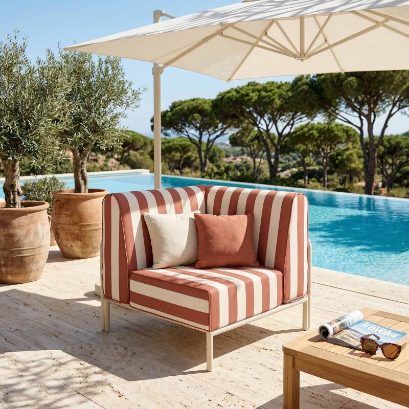 Ecksessel im gestreiften Design für modulare Outdoor-Sofa (3/8)