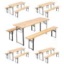 Set von 5 Biergarten-Tischen und -Bänken für Picknicks aus Holz